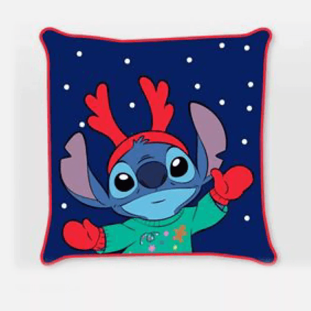 Housse de coussin de Noël Disney Lilo & Stitch Antler – 40x40 cm – Velours doux