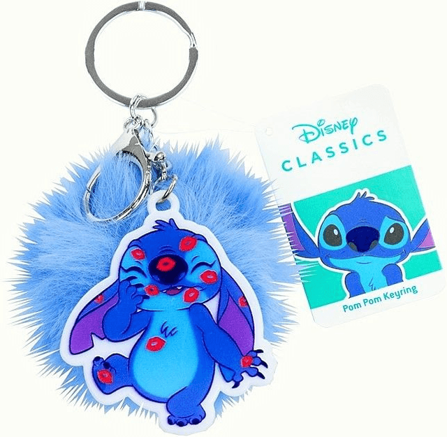 Disney Stitch porte-clés peluche pompon 7cm + pendentif plastique 6cm