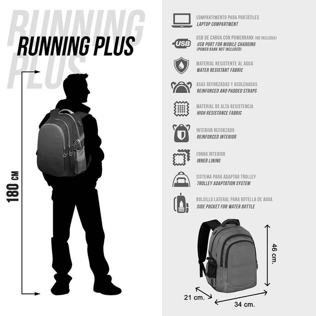 🌀 Sac à Dos Naruto « Running » – 46 cm Adaptable Trolley