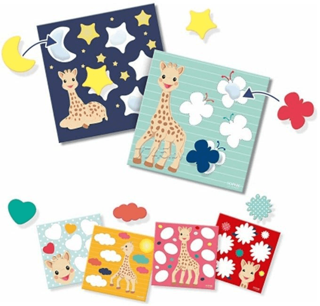 🦒 Sophie la Girafe – Coller des formes (20x20 cm)