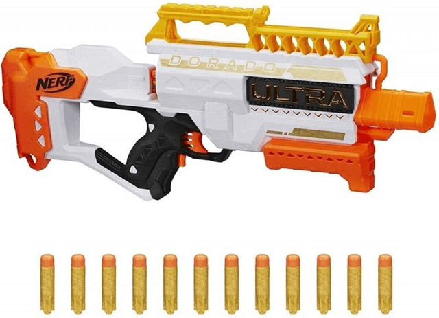 HASBRO BLASTER MOTORISÉ et AUTOMATIQUE NERF ULTRA DORADO À RECHARGE RAPIDE PAR L'ARRIÈRE