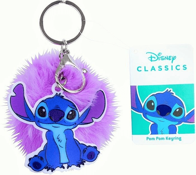 Disney Stitch porte-clés peluche pompon 7cm + pendentif plastique 6cm